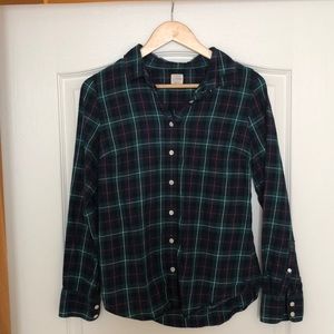 J. Crew Blue and Green Flannel S